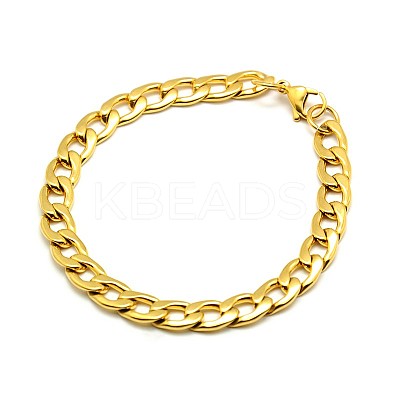 304 Stainless Steel Curb Chain/Twisted Chain Bracelets STAS-A028-B125-1