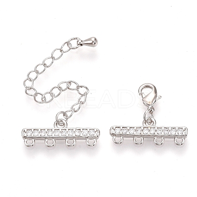 Brass Micro Pave Cubic Zirconia Chain Extender ZIRC-Q022-031P-NR-1