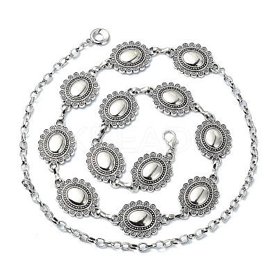 Oval Link Chain Waist Chains AJEW-CJC0006-03AS-1