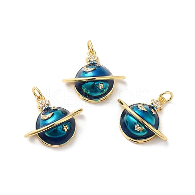 Rack Plating Brass Micro Pave Cubic Zirconia Pendants KK-D074-31G-1