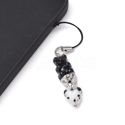 2Pcs 2 Colors Opaque Bear Acrylic Mobile Straps HJEW-JM01289-1