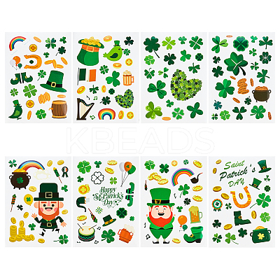 24 Sheets 8 Styles Saint Patrick's Day Paper Stickers DIY-WH0043-38-1