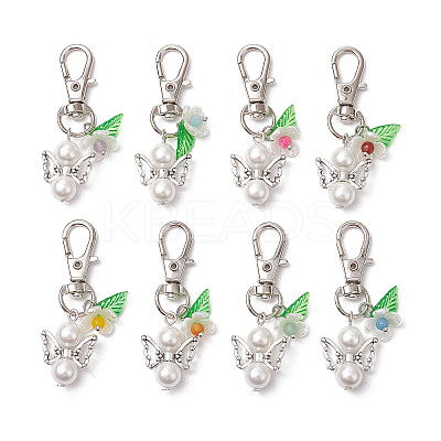 Flower Angel ABS Plastic Imitation Pearl & Acrylic Pendant Decorations HJEW-JM02989-1