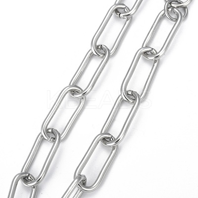 Tarnish Resistant 304 Stainless Steel Paperclip Chain Bracelets STAS-P001-59P-1