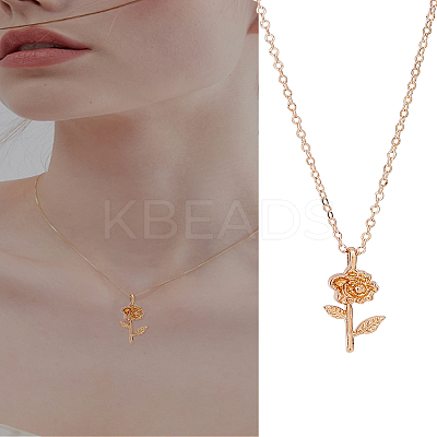 1Pc Alloy Flower Shape Pendant Necklaces for Women NJEW-LP0004-19-1