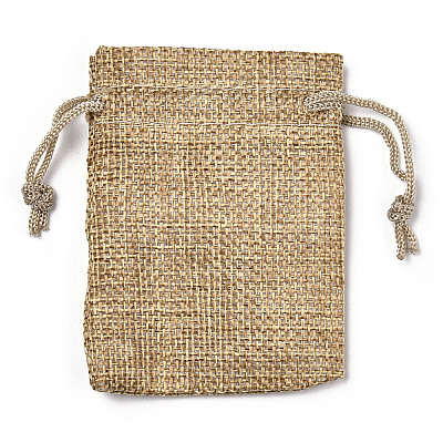 Polyester Imitation Burlap Packing Pouches Drawstring Bags ABAG-R005-9x7-15-1