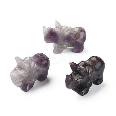 Natural Amethyst Carved Healing Rhinoceros Figurines DJEW-M008-02H-1