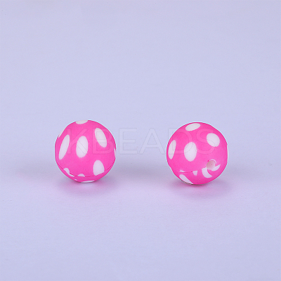 Printed Round Silicone Focal Beads SI-JX0056A-49-1