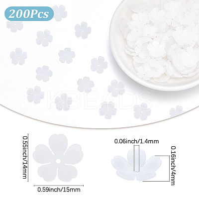 200Pcs 5-Petal Transparent Acrylic Bead Caps SACR-SP0001-45-1