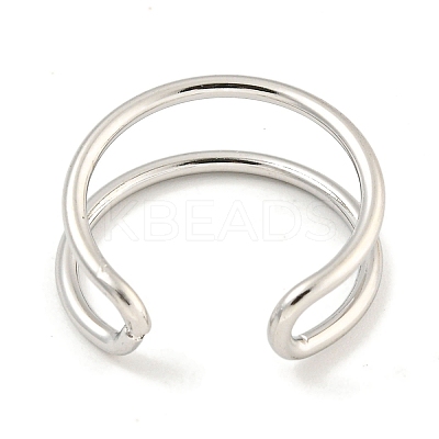 Non-Tarnish 304 Stainless Steel Hollow Open Cuff Ring for Women RJEW-A043-12P-1