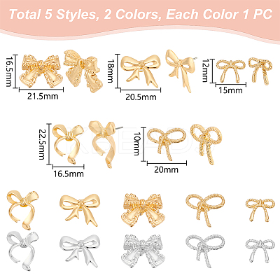 10 Pairs 10 Styles Alloy Stud Earrings EJEW-UN0002-48-1