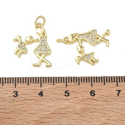 Brass Micro Pave Cubic Zirconia Pendants KK-T085-15F-G-1
