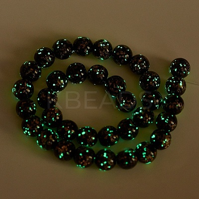 Handmade Gold Sand Lampwork Beads Strands LAMP-P051-L04-10mm-1