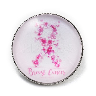 Breast Cancer Awareness Ribbon Glass Brooches JEWB-L019-01E-1