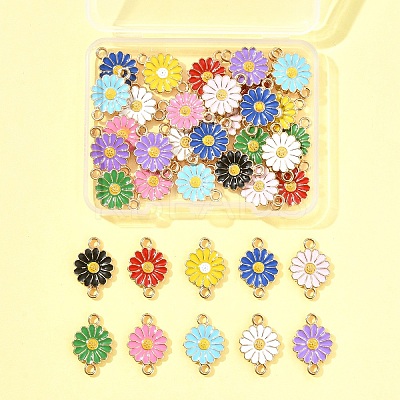 40Pcs 10 Colors Zinc Alloy Enamel Sunflower Connector Charms ENAM-FS0002-43-1