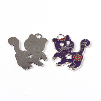Alloy Enamel Kitten Pendants ENAM-P033-3-1