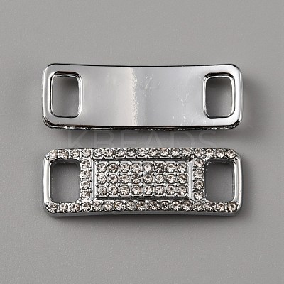 Brass Micro Pave Clear Glass Connector Charms FIND-WH0042-09P-1