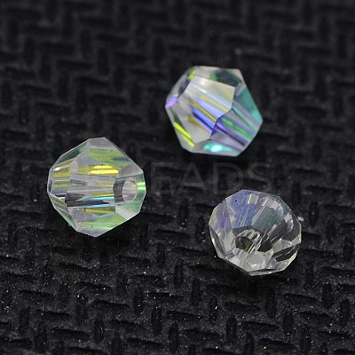 AB Color Plated Crystal Glass Bicone Loose Beads X-GGLA-F026-B01-1