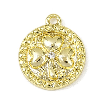 Brass Pave Clear Cubic Zirconia Pendants KK-L238-06G-1
