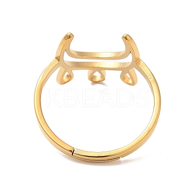 Ion Plating(IP) 304 Stainless Steel Crescent Moon Adjustable Ring for Women RJEW-M149-11G-1