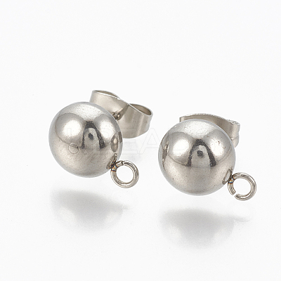 Non-Tarnish 201 Stainless Steel Stud Earring Findings X-STAS-Q225-16A-8mm-1