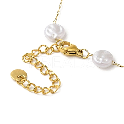 304 Stainless Steel & Plastic Pearl Link Chain Necklaces for Women NJEW-K383-04A-G-1