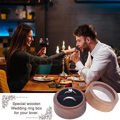 Walnut Wooden Engagement Ring Boxes CON-WH0072-88-1