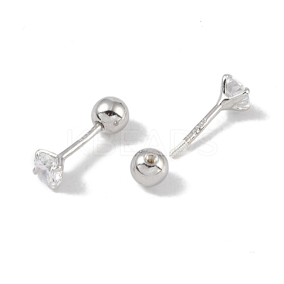 Anti-Tarnish Rhodium Plated 999 Fine Silver Cubic Zirconia Cartilage Earrings for Women EJEW-S215-28P-1