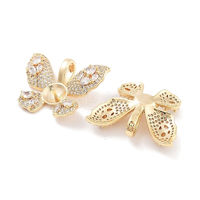 Brass Clear Cubic Zirconia Peg Bails KK-P271-13G-1