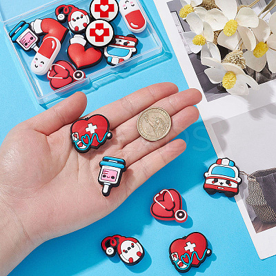 16Pcs 8 Styles Medicine Food Grade Eco-Friendly Silicone Beads SIL-CJ0001-23-1