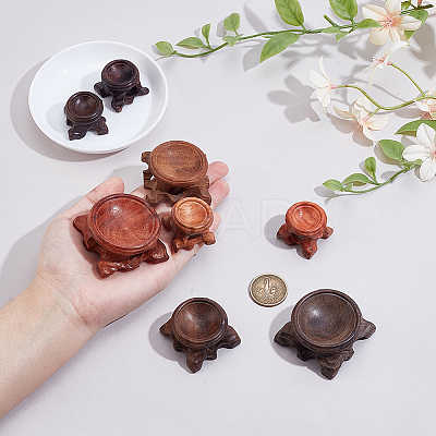 8Pcs 6 Styles Flat Round Wood Display Base Stand Holder for Crystal Ball DJEW-WR0001-04-1