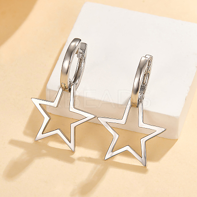 Simple Daily Wear Sterling Silver Star Hoop Earrings Fashionable and Versatile BO3781-1