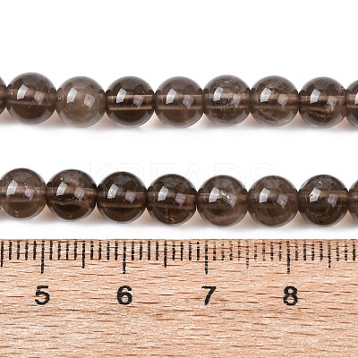 Natural Smoky Quartz Round Beads Strands X-G-E329-6mm-38B-1