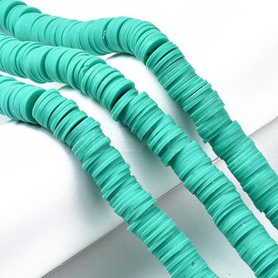 Flat Round Handmade Polymer Clay Beads CLAY-R067-10mm-34-1