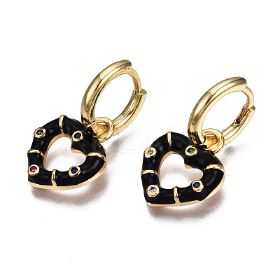 Brass Micro Pave Cubic Zirconia Huggie Hoop Earrings EJEW-T014-46G-NF-1