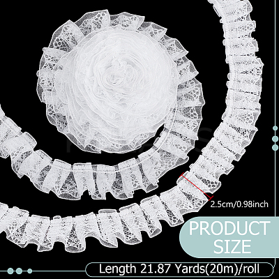 1Pc Double Layer Pleated Lace Ribbon OCOR-BC0007-97B-1