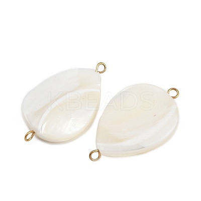 Natural Shell Teardrop Connector Charms STAS-D378-28G-1
