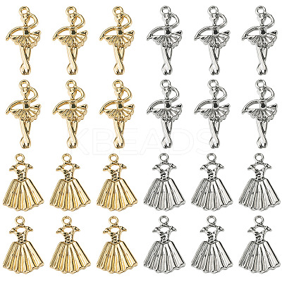 24Pcs 4 Styles Rack Plating Alloy Pendants FIND-TA0010-59-1