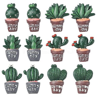 30Pcs 6 Styles Opaque Resin Plants Cabochons CRES-CJ0001-55-1