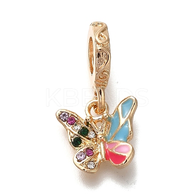 Rack Plating Alloy Rhinestone European Dangle Charms PALLOY-P307-09G-1