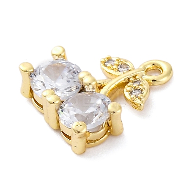 Brass Micro Pave Cubic Zirconia Charms KK-A240-20G-1