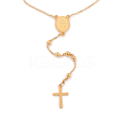304 Stainless Steel Rosary Bead Necklaces For Religion X-STAS-B021-02G-1