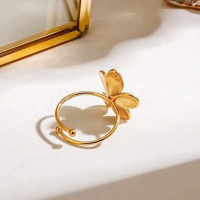 304 Stainless Steel Open Cuff Rings for Women RJEW-K296-03G-1