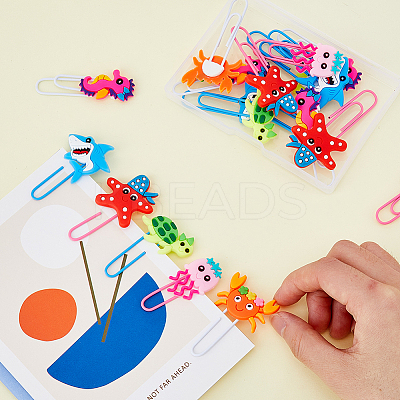 36Pcs 6 Style Sea Animal Shape Iron Paperclips AJEW-FH0003-17-1