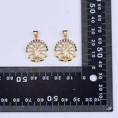 10Pcs Rack Plating Brass Micro Pave Cubic Zirconia Pendants KK-SZ0001-78-1