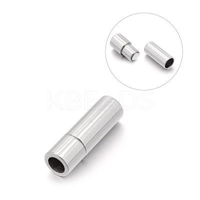 Tarnish Resistant Smooth 304 Stainless Steel Column Magnetic Clasps with Glue-in Ends STAS-E089-12A-1