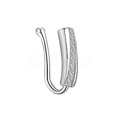 304 Stainless Steel Micro Pave Clear Cubic Zirconia Clip on Nose Rings WGD6E17-41-1