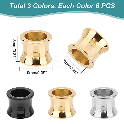 18Pcs 3 Colors 304 Stainless Steel Beads STAS-UN0040-22-1