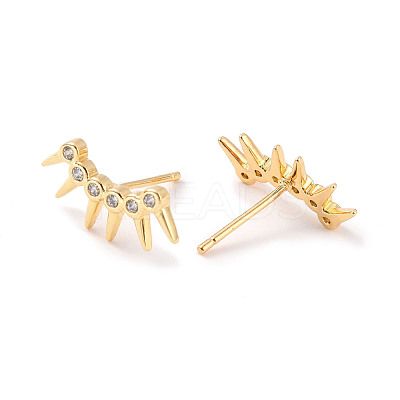 Clear Cubic Zirconia Curved Bar Stud Earrings EJEW-C023-06G-1