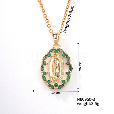 Retro Colorful Fashion Necklace with Shiny Rhinestones and Virgin Mary Pendant LW6178-3-1